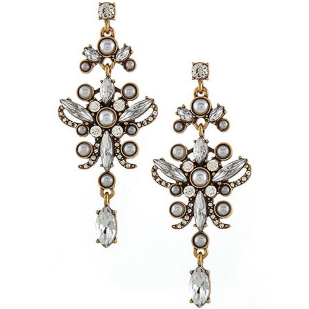 Antique Gold Pearl EarringNwt 29$